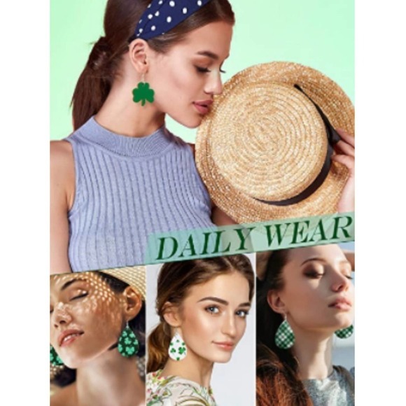 5/$25  St. Patricks Day Earrings St Patricks Day Green Jewelry Shamrock Earrings - Picture 6 of 9